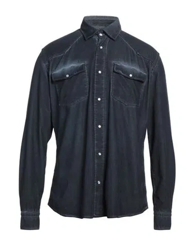 At.p.co At. P.co Man Shirt Midnight Blue Size 16 Cotton
