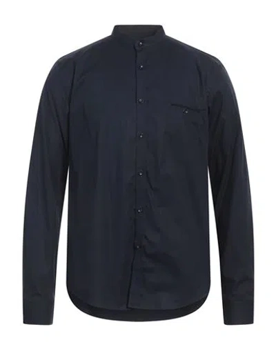 At.p.co At. P.co Man Shirt Midnight Blue Size 16 Cotton, Elastane In Black
