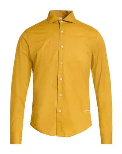 At.p.co At. P.co Man Shirt Mustard Size 15 ½ Cotton, Elastane In Yellow