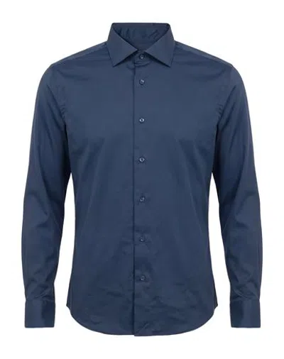 At.p.co At. P.co Man Shirt Navy Size 17 ¾ Polyester, Elastane In Blue
