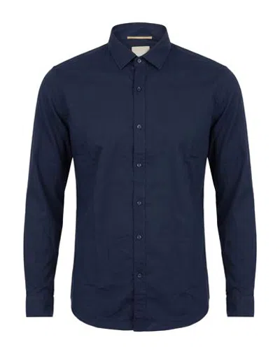 At.p.co At. P.co Man Shirt Navy Size 18 Viscose, Cotton In Blue