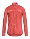 At.p.co At. P.co Man Shirt Rust Size 15 ½ Cotton In Red