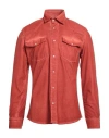 At.p.co At. P.co Man Shirt Rust Size 17 ½ Cotton, Elastane In Red