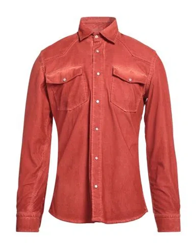 At.p.co At. P.co Man Shirt Rust Size 17 ½ Cotton, Elastane In Red
