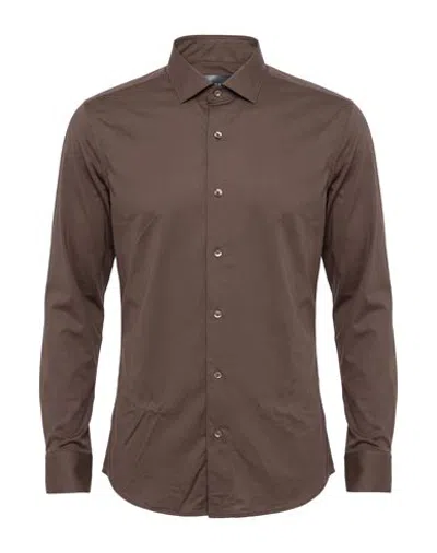 At.p.co At. P.co Man Shirt Taupe Size 17 ¾ Polyester, Elastane In Brown