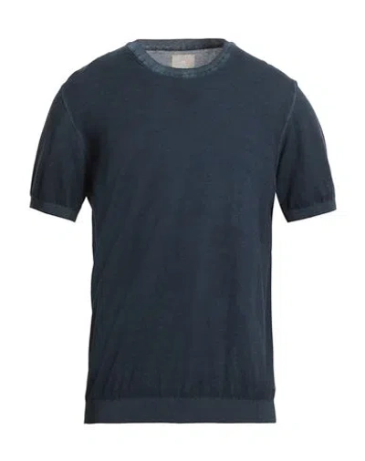 At.p.co At. P.co Man Sweater Navy Blue Size Xxl Cotton In Navy Blue