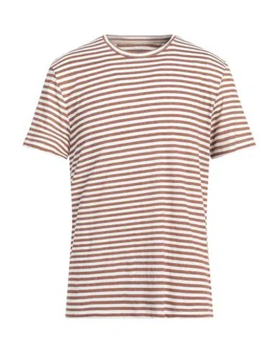 At.p.co At. P.co Man T-shirt Brown Size M Linen, Cotton In Brown