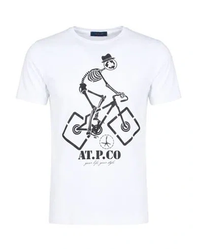 At.p.co At. P.co Man T-shirt White Size L Cotton In Animal Print