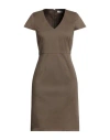 At.p.co At. P.co Woman Mini Dress Khaki Size 6 Cotton, Elastane In Beige