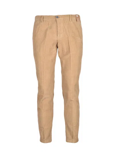 At.p.co Beige Corduroy Cotton Chino Pants In Brown