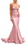 Atria Plain Jersey Gown In Victorian Rose In Purple