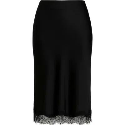 Ats Althea Satin Lace Skirt In Black