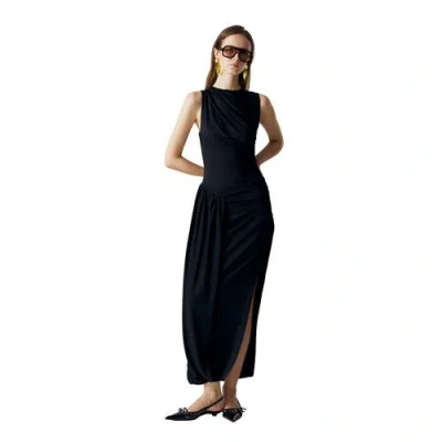 Ats Evel Draped Dress In Black