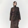 Ats Jett Suede Coat In Brown