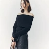 Ats Sia Off Shoulder Knit Top In Black