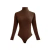 Ats The Label Women's Bree Brown Highneck Bodysuit