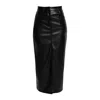 Ats The Label Women's Dahlia Black Faux Leather Midi Skirt In Black