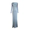 Ats The Label Women's Esme Grey Off Shoulder Maxi Dress