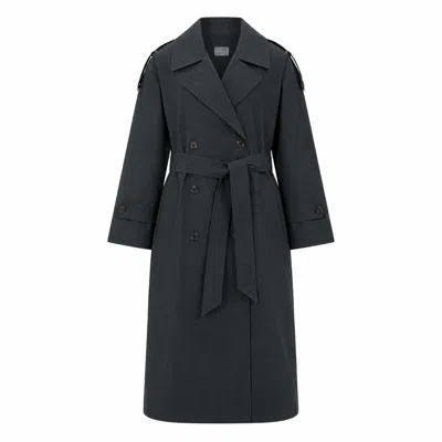 Ats The Label Women's Grey Avery Belted Trench Coat In Black