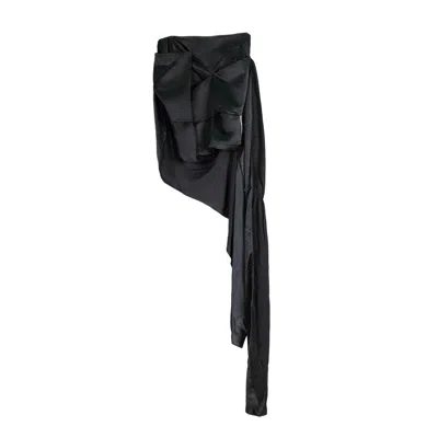 Ats The Label Women's Jones Black Silk Drappery Skirt