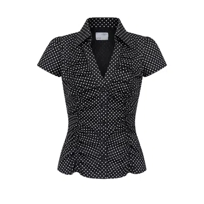 Ats The Label Women's Marielle Black Polkadot Ruched Blouse