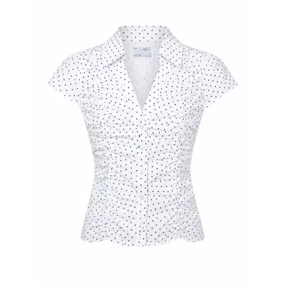 Ats The Label Women's Marielle White Polkadot Ruched Blouse In Multi