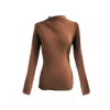 Ats The Label Women's Mira Brown Long Sleeve Top