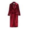 Ats The Label Women's Red Karly Maroon Velvet Outerwear Coat In Red