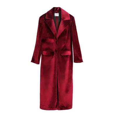 Ats The Label Women's Red Karly Maroon Velvet Outerwear Coat