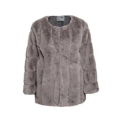 Ats The Label Women's Seraphine Grey Faux Fur Jacket Outerwear