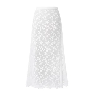 Ats The Label Women's White Celestine See Thru Lace Skirt