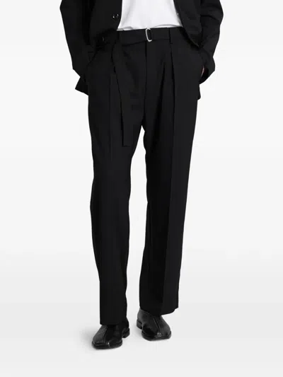 Attachment Belted Pleated Trousers In Black