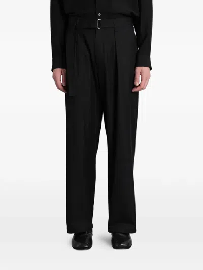 Attachment Belted Pleated Trousers In Black