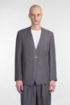 Attachment Blazer In Grey Linen In Gray