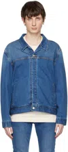 Attachment Blue Faded Denim Jacket In 421 L.navy