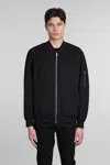 Attachment Black Zip Bomber Jacket In Black