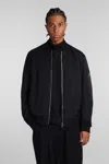 Attachment Black Zip Bomber Jacket In Black