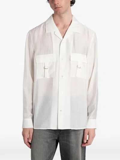 Attachment Buckle-detail Flap-pocket Button-down Shirt In White