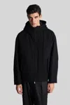 Attachment Casual Jacket In Black Wool In Black