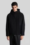 Attachment Casual Jacket In Black Wool In Black