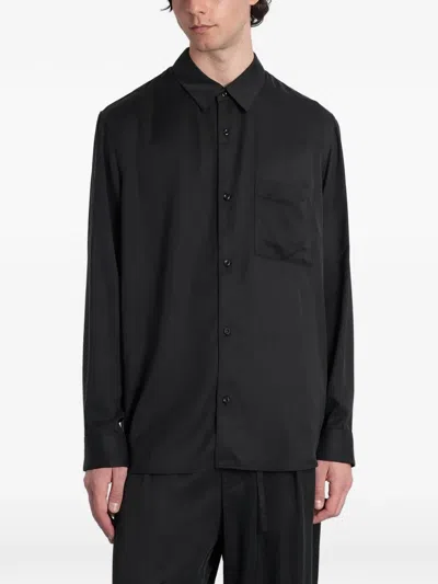 Attachment Chest-pocket Long-sleeve Shirt In Black