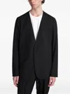 Attachment Collarless Single-breasted Jacket In Black