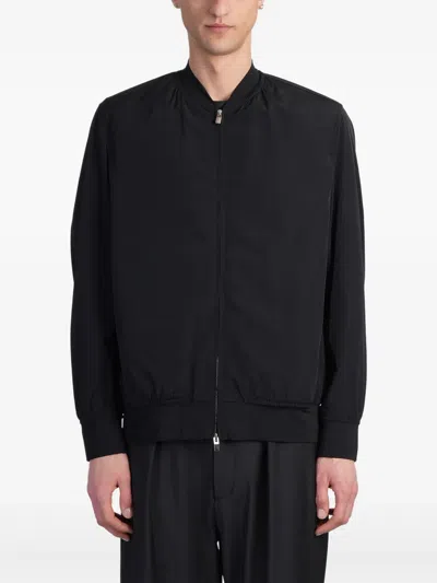 Attachment Cotton-blend Bomber Jacket In Black
