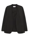 Attachment Cotton Double-face Collarless Jacket In Grey