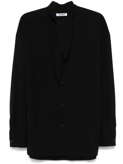 Attachment Detachable-neckerchief Shirt In Black