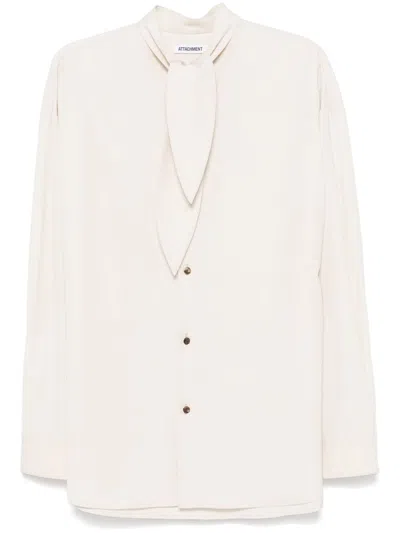 Attachment Detachable-neckerchief Shirt In Neutrals