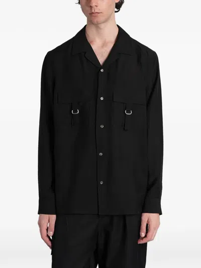 Attachment D-ring Flap-pocket Shirt In Black