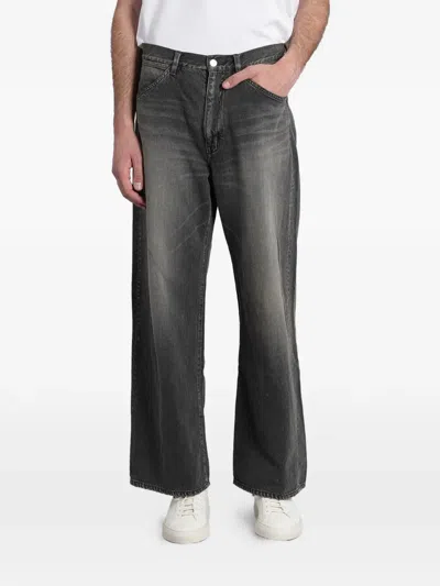 Attachment Faded-effect Panelled Jeans In Gray