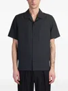 Attachment Linen-blend Shirt In Black