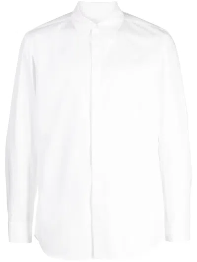 Attachment Long-sleeve Button-up Shirt In White